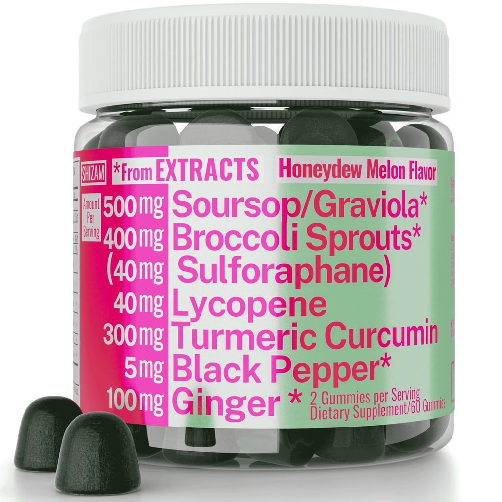 Soursop Graviola Curcumin Lycopene Brokolica Sprouts Sulforaphane Extract Gumies s Turmeric Curcumin Ginger Black Pepper, Sour Sop Guyabano Leaf Supplement, Chew Chewable Pills Capsules Doplnky
