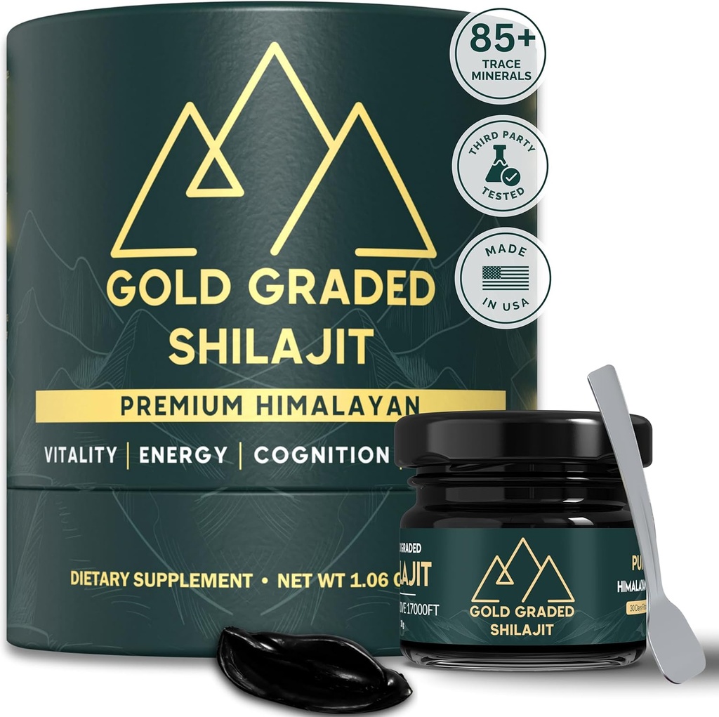 Shilajit Resin 500mg High Potency, Shilajit Pure Himalayan Organic, 85+ Trace Minerals & Fulvic Acid 