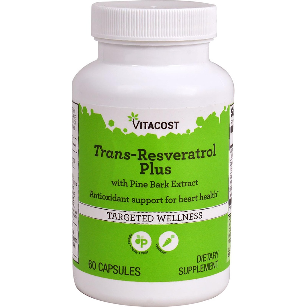 Vitacost Trans-Resveratrol Plus -- 60 Vegetariánskych kapsúl
