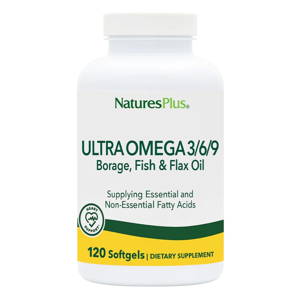 Príroda Plus Ultra Omega 3 6 9-1200 mg, 120 Softgels - Borage Oil, Fish Oil, Ľanový olej Supplement - Gluten-free - 120 Servírovanie