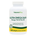Príroda Plus Ultra Omega 3 6 9-1200 mg, 120 Softgels - Borage Oil, Fish Oil, Ľanový olej Supplement - Gluten-free - 120 Servírovanie
