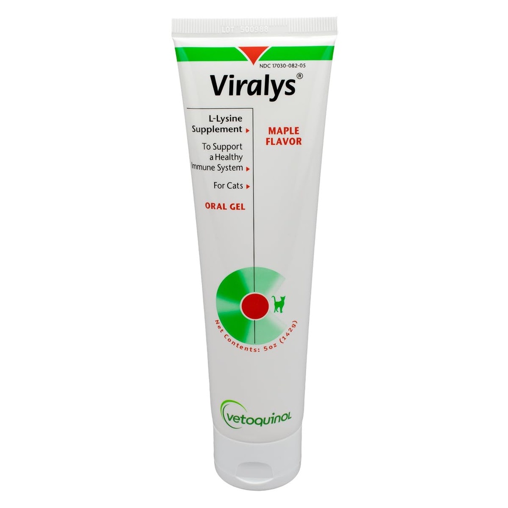 Vetochinol Viralys Denne L-lyzín Gel pre mačky a mačky, Maple Ochutené Lyzín Supplement pre mačky a mačky na podporu imunitného zdravia, normálne očné funkcie a respiračné zdravie, 5oz