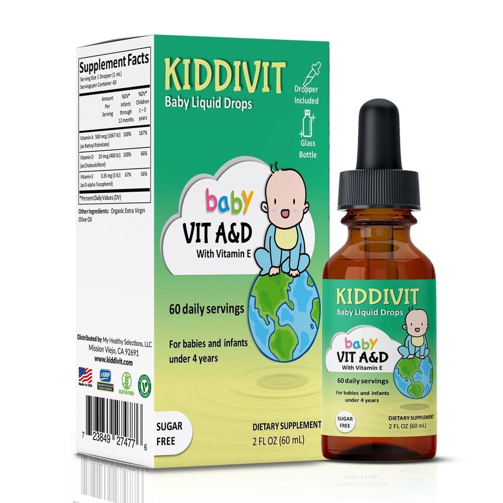 Kiddivit Baby Vitamín A a D Tekuté kvapky s vitamínom E 
