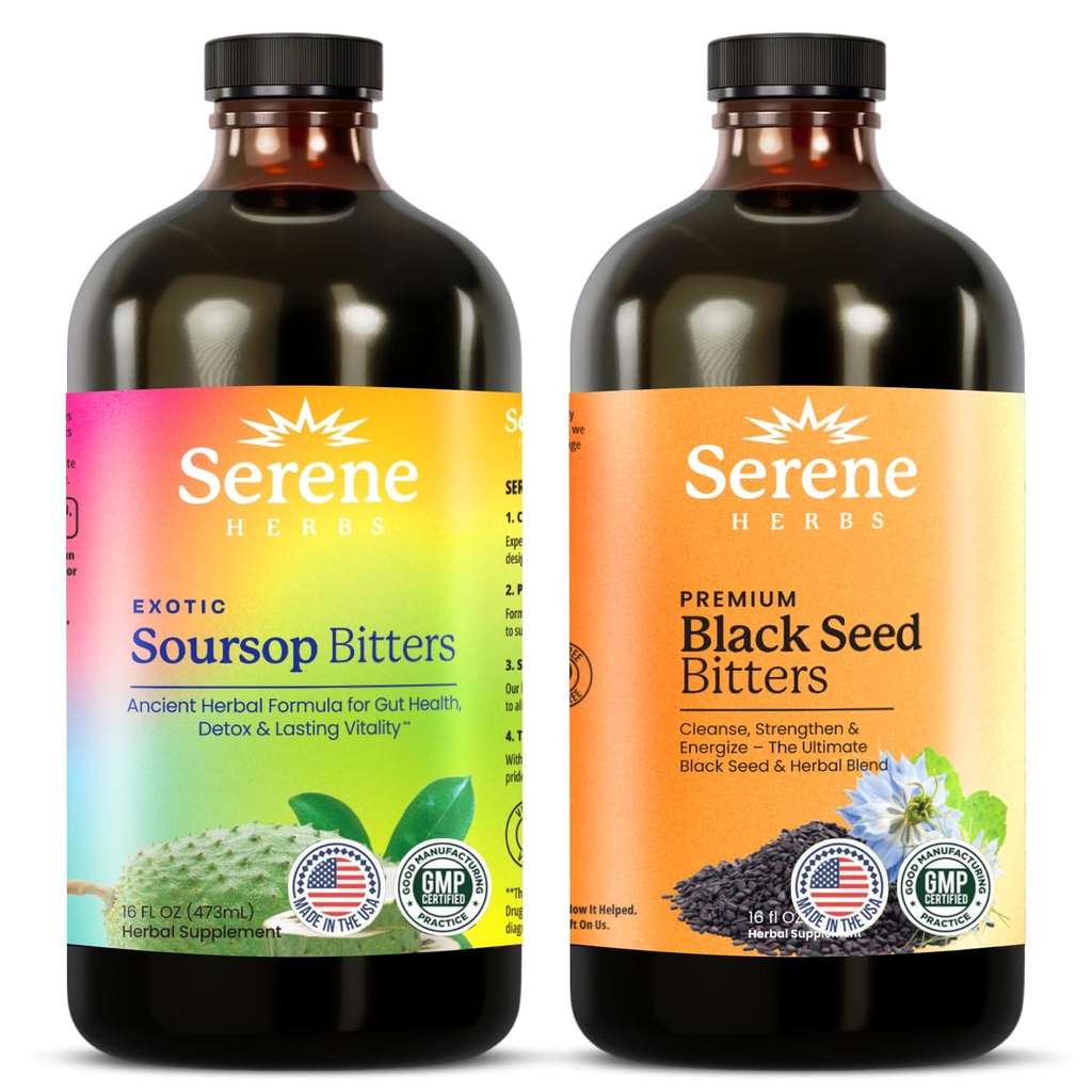 Serene byliny Soursop Bitters Liquid & Black Seed Bundle 