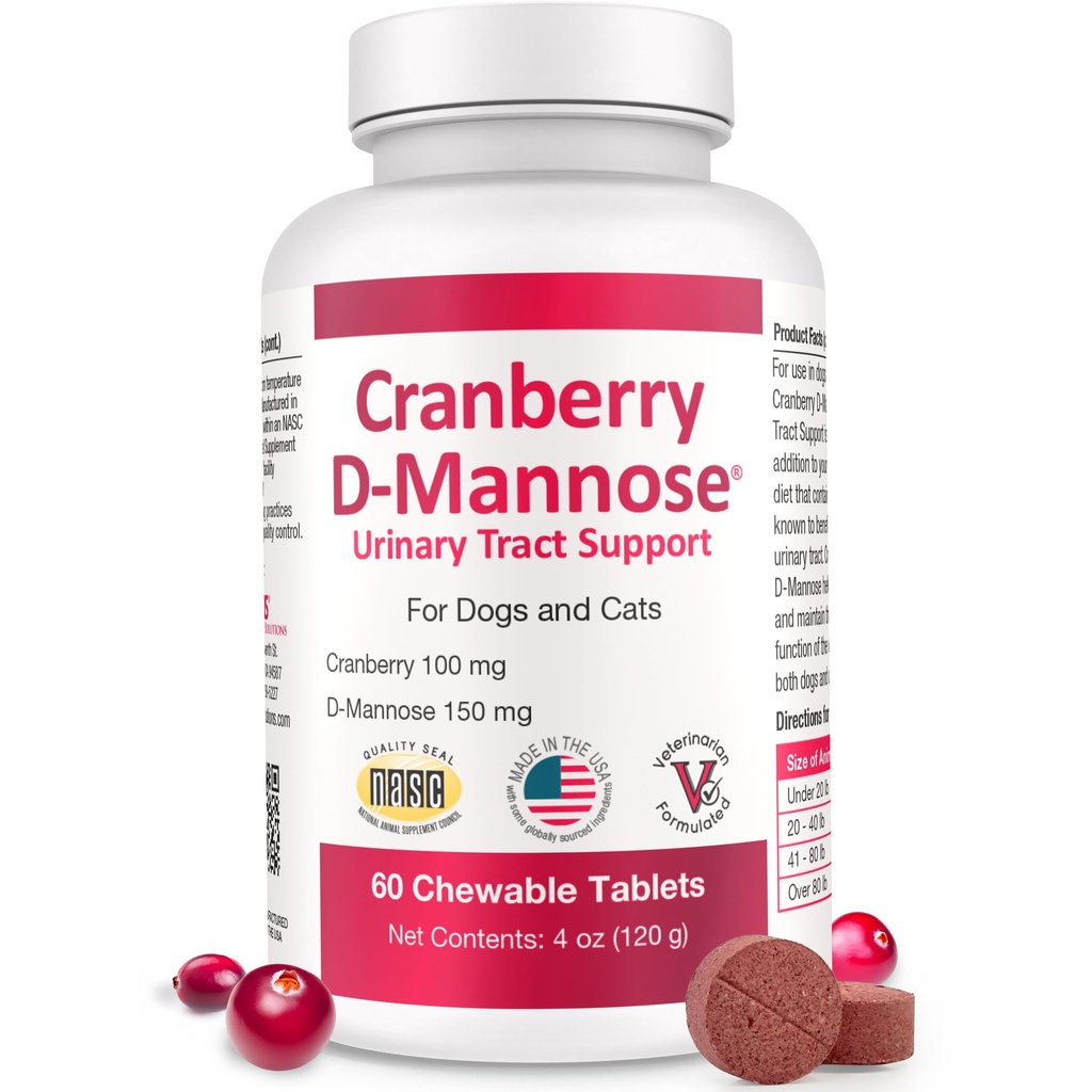Cranberry D- Mannose Urinary Tract Supplement for Psy & Mačky 