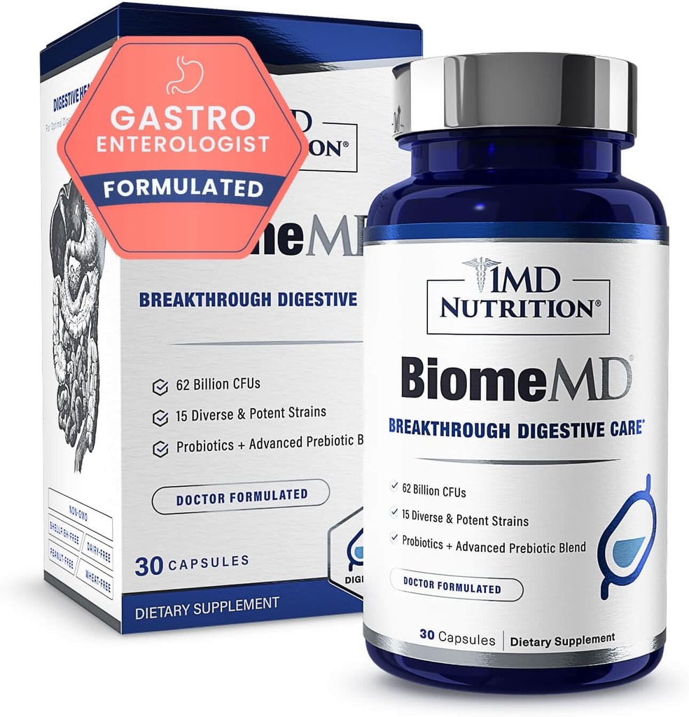 1MD Nutrition BiomeMD Probiotiká 62 mld. CFU, 15 komplexných kmeňov - Pro & Prebiotiká 