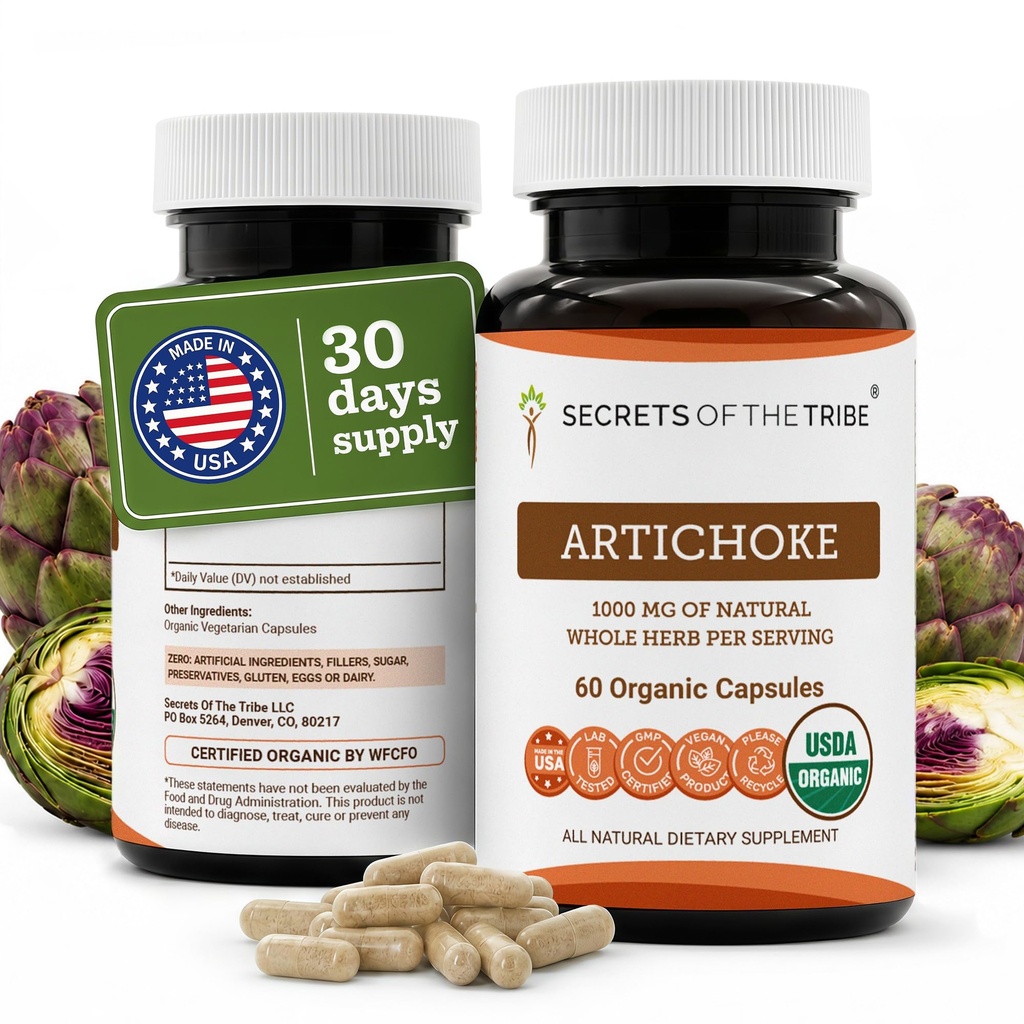Tajomstvá Tribe Artičoke 60 Kapsule, 1000 mg, Artičok (Cynara scolymus) Sušené Leaf (60 Kapsule)