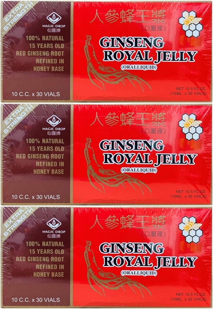 3 Boxy Magic Drop Ženšen Royal Jelly (30 injekčných liekoviek), celkom 90 injekčných liekoviek