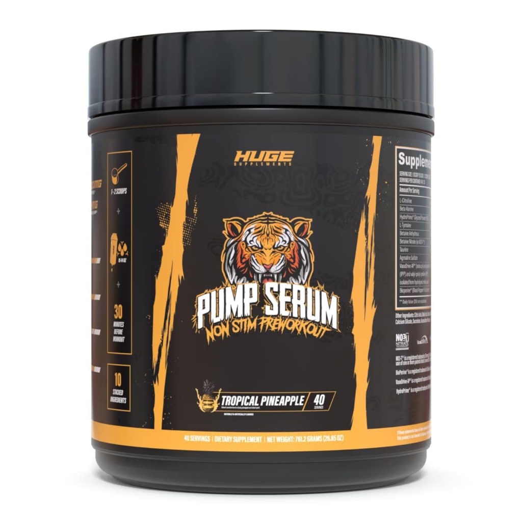 Obrovské doplnky čerpadla sérum, Stim zadarmo pred tréningom a oxidu dusnatého Booster zvýšiť zaostrenie, čerpadlá, Fulness s bez kofeínu, L-citrulín, GlycerPump, L-tyrosine, Nitrosigin (tropický ananás)