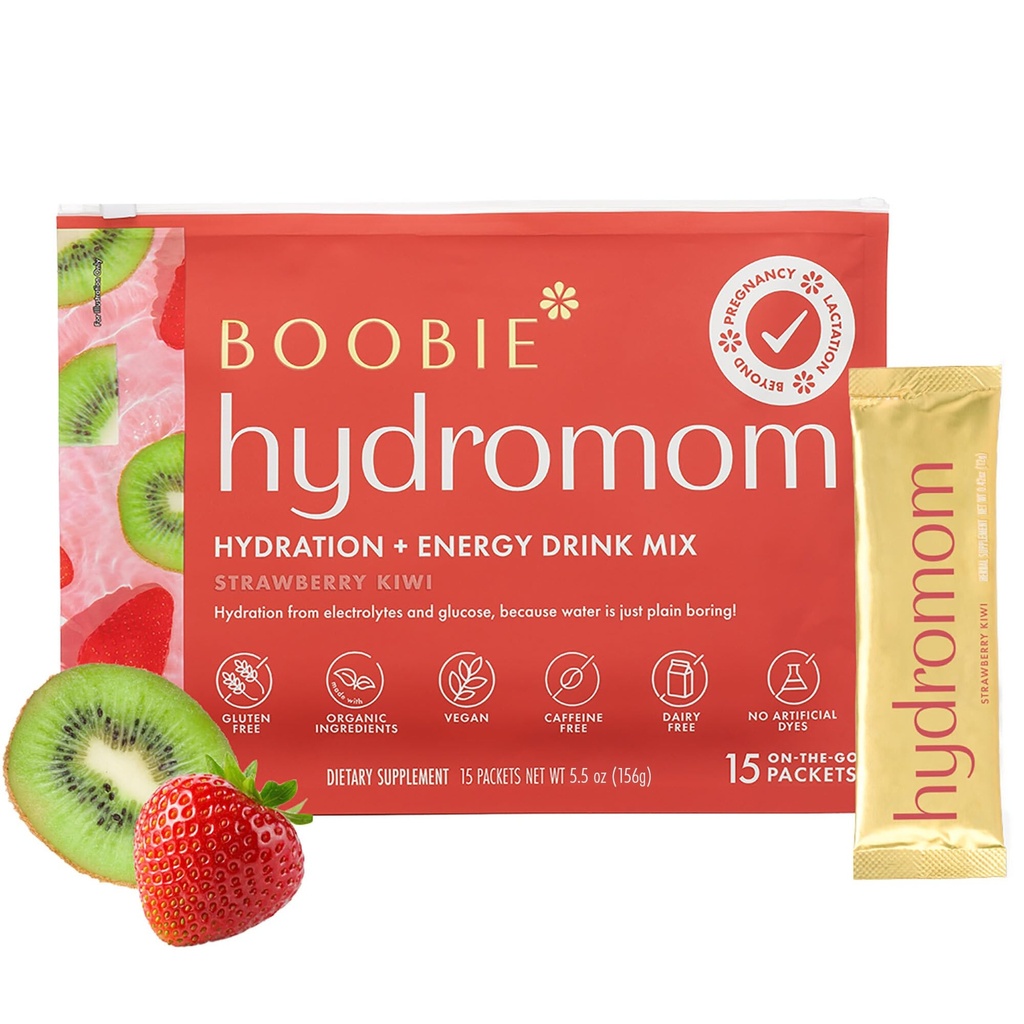 Boobie Hydromom Superfood Electrolyte Drink Mix, Strawberry Kiw 