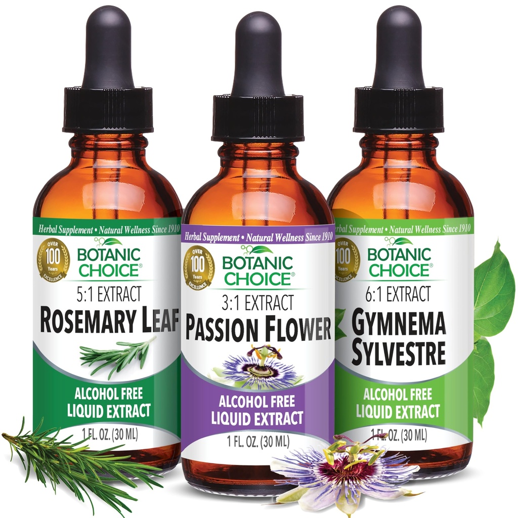 Botanická voľba Vášeň Kvet, Rosemary Leaf, & Gymnema Sylvestre Extrakty Bundle 