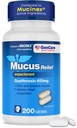 GenCare Muscus Relief Expectorant Guaifenesin 400 mg 200 tabliet Value Pack - Rýchle pôsobenie Odzrkadlenie hlienu pre nádchu, kongesciu hrudníka, chrípku, kašeľ a alergie