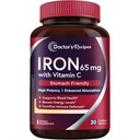 Lekár recepty Železo Supplement 65 mg s vitamínom C - Maximalizované absorpcie a žalúdka Železo Tablety pre červené krvinky formácie, srdce, mozog a imunita zdravie - Vegan non-GMO 30 Železo Tablety