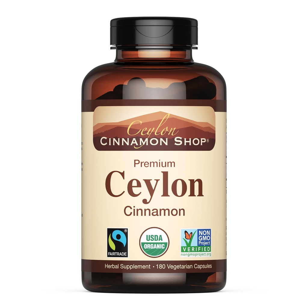 Ceylon škorica Shop Organic Ceylon škorica (100% Certified) Supplement, 180 Kapsule, 3 mesiace dodávky