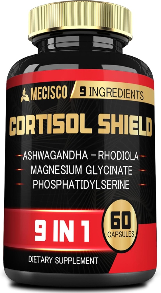 9in1 Cortisol Shield - Ashwagandha & Magnézium Glycinate, Rhodiola, Fosfatidylserin, L-theanine, Licorice Root, St. John's Wort, Lions Mane - Mind & Mood, Restful Night Support - 60 kapsúl