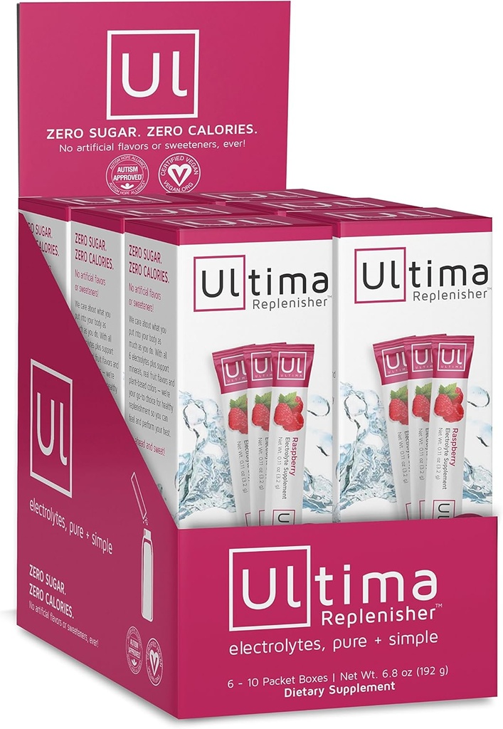 Ultima Hydrating Electrolyte Powder, Malinová, 60 Počet Stickpacks