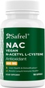 Safrel N-Acetyl-L-Cysteine (NAC) kapsuly, 600 mg, 180 gróf, Dýchacie, Immune, Pečeň Zdravie Silný antioxidant Podpora, Free-radiká, Ľahko Absorbovať, Non-GMO, Gluten Free