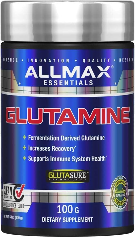 ALLMAX Essentials GLUTAMINE - 100 g Powder - Fermentation-Derived glutamín - zvyšuje zotavenie a podporu imunitného systému - Gluten Free & Vegan - 20 Servings