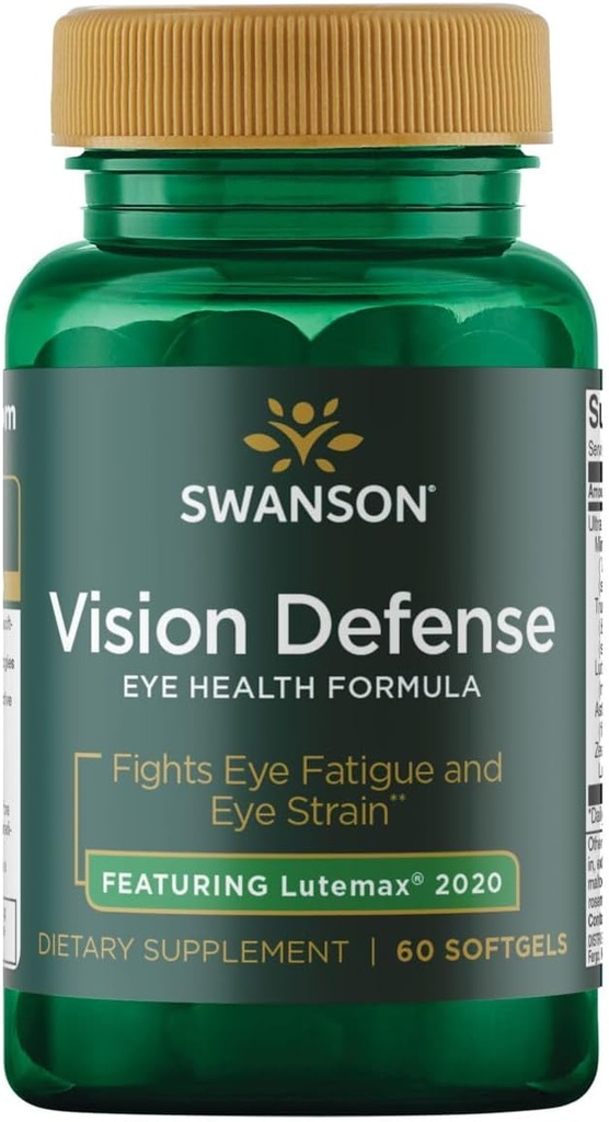 Swanson Vision Defense Antioxidant Vision Health Supplement Lutein Zeaxanthin Astaxanthin Broccoli Extract Bilberry Extract 60 Softgels Sgels