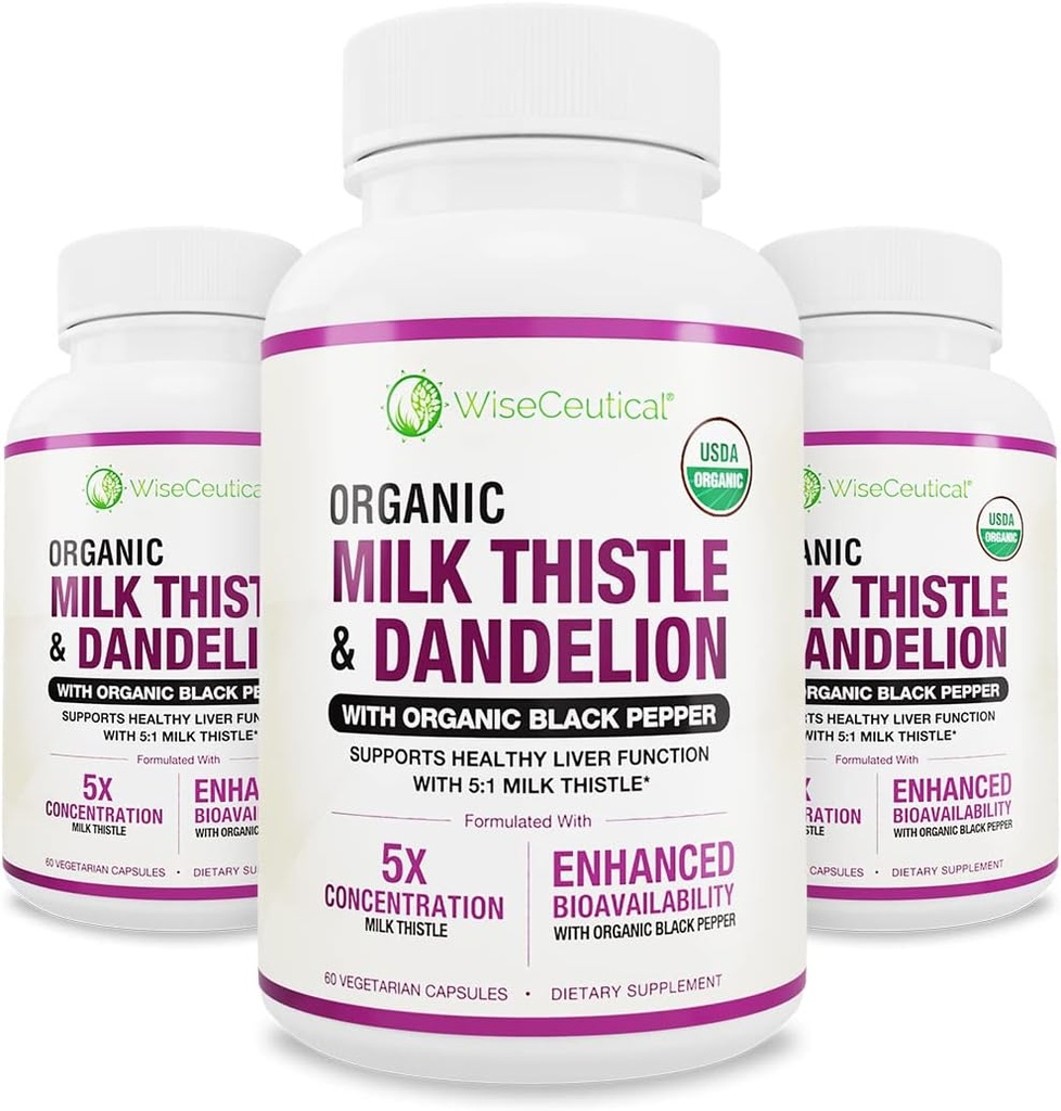 Max Absorbcia USDA organické mlieko Thitle Potent 5:1 Koncentrovaný extrakt (2000mg sila) & Organické púpava Root 