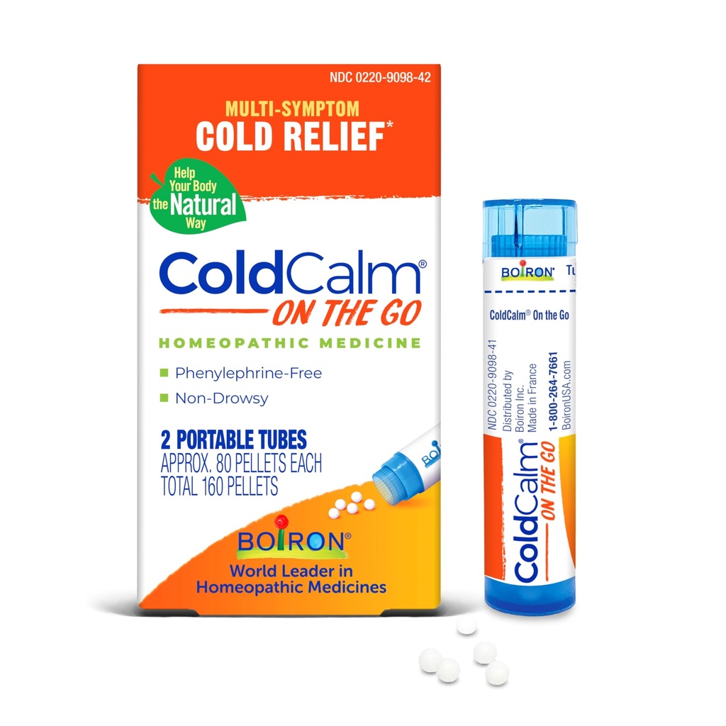 Boiron ColdCalm On The Go Cold Relief for Snipping, Runny Nose, Nasal Congestion, and Sore Throat - 2 gróf (160 Pellets)