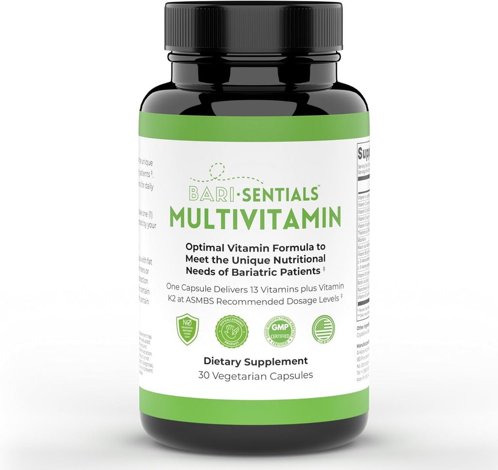 R- Kane Barisentials Bariatric Multivitamíny Supplement- Post Bariatric Podpora pre žalúdočné bypass, Sleeve Gastroektómia, DS- Essential Daily Nutrition- 30 Vegetariánske kapsule