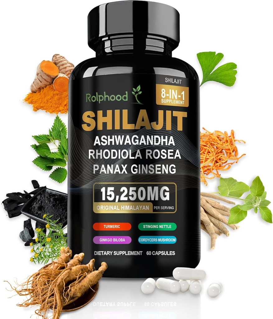 Shilajit for Men/Women - Pure Himalayan Organic,Shilajit Capsules with Ashwagandha,Supplements 60 Capsules Alternative to Resin,Drops & Gummies