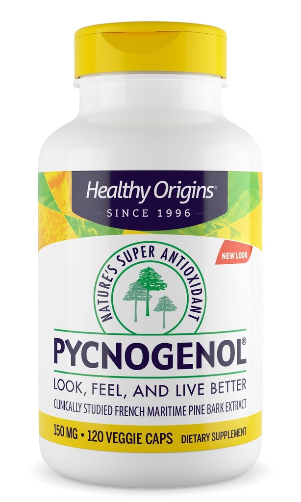 Zdravý pôvod Pycnogenol 150 mg, francúzsky námorný Pine Bark Extract, Prírody Super Antioxidant, Antioxidant, Non- GMO, Vegan, 120 Veggie Kapsule