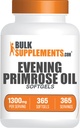 BulkSupplements.com Evening Primrose Oil Softgels - GLA Doplnky, Evening Primrose Oil 1300mg - Gluten Free, 1 Softgel per Serving, 365 Počet (Pack of 1)