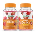 Životaschopné prebiotické Fiber Kids + vitamín D3 + vitamín K2 Kids, Gummies Bundle - veľké ochutnávky, vitamínové doplnky, bez lepku, bez GMO, Žuvacia Gummy