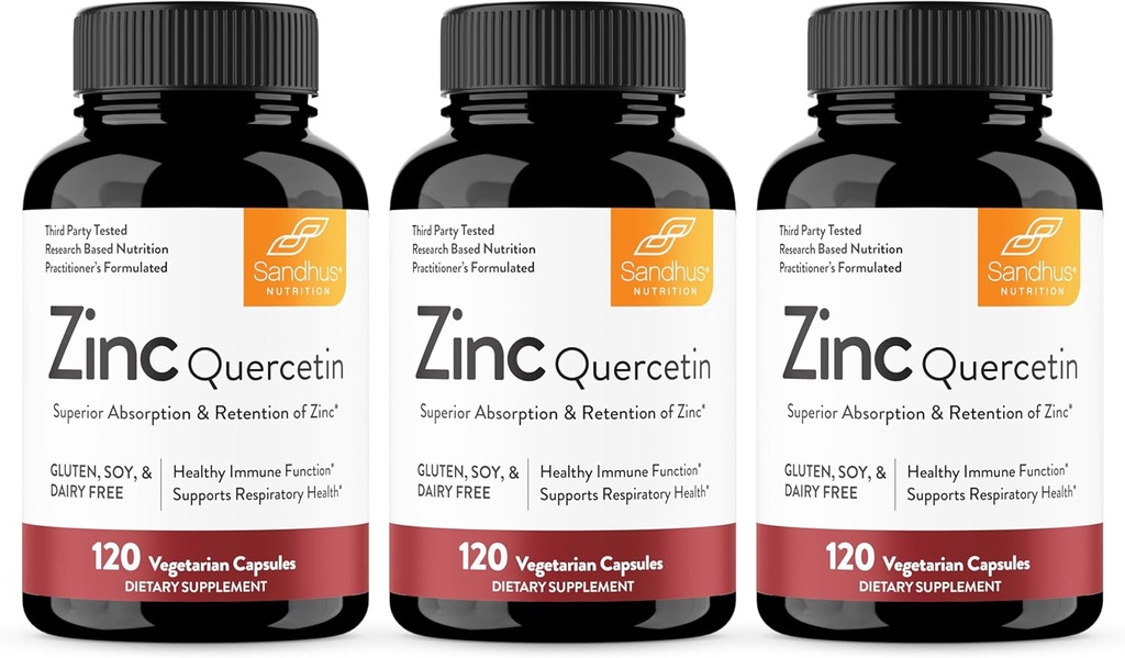 Sandhuov zinok Quercetin 120 Vegetariánske kapsule (Pack of 3) 