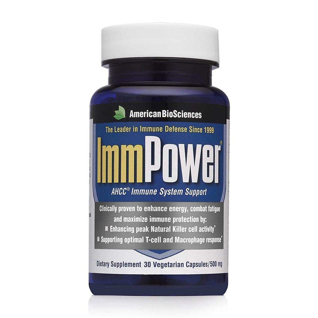 American BioSciences ImmPower AHCC Supplement, Vegetariánske kapsule, vylepšená imunita podpora, prírodné Killer Cell Activity a Cytokine Production, 500 miligramov na kapsule (30 Počet)