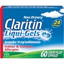 Claritin Liqui-Gels 24 hodinová úľava od alergie, non-Drowsy Alergická medicína, Loratadine Antihistaminika Kapsule, 60 Počet
