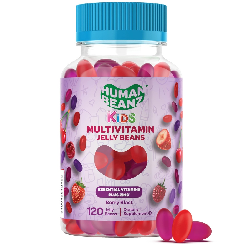 Multivitamínové jelly Bean Gummy so zinkom pre deti, Imunitná podpora Dietary Supplements, Vegetarián, 120 Berry Blast Jelly Beans, Kosher
