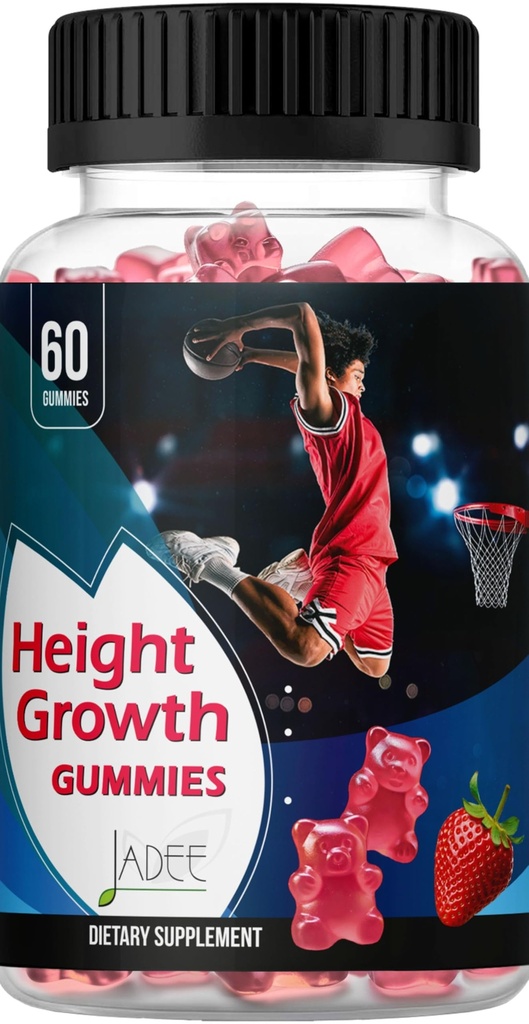Jadee Height Growth Gummies for Teens & Kids Calcium 325mg, Teen Vitamíny D3,K2,C, Magnézium, Ashwagandha, Zinok, L-Arginín - Bone Healthy Growth, Development & Strength - Height Incrow & Imunity