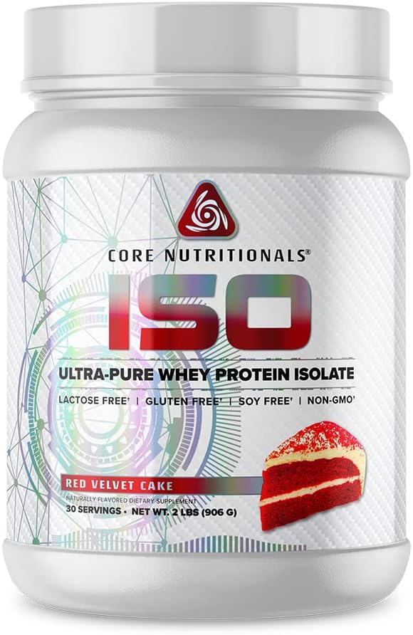 Core Nutritionals ISO, 100% Micro Filtrovaný, Zero Umelý Výplne, 25g Srvátkový proteín Izolát, 32 Servisov (Red Velvet)