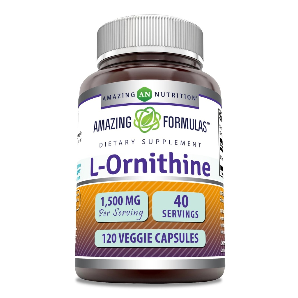 Amazing Formules L-Ornithine 1500 Mg Per Serving Veggie Capsules Supplement 