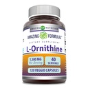 Amazing Formules L-Ornithine 1500 Mg Per Serving Veggie Capsules Supplement 