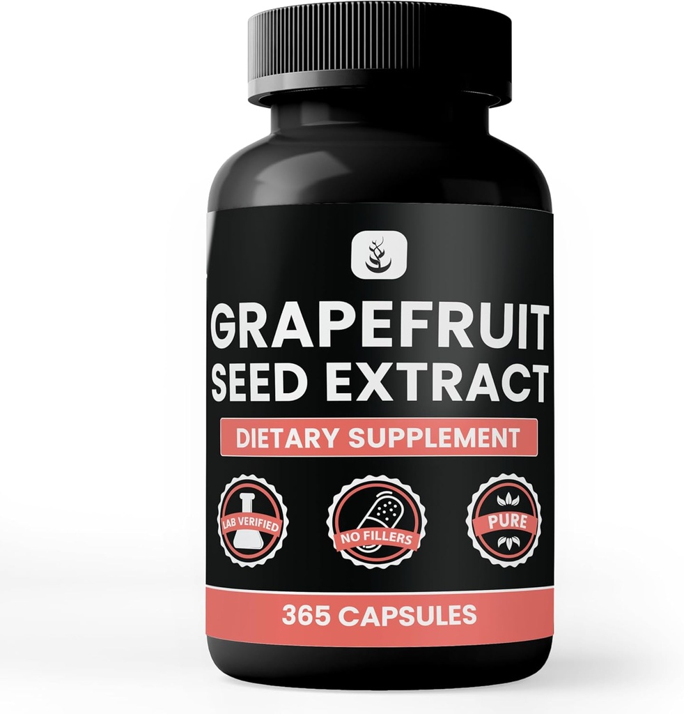 PURE ORIGINAL SUROVINY Grapefruit Seed Extract (365 Kapsule) Žiadne horčík alebo ryžové výplne, vždy čisté, Lab Overified
