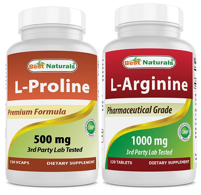 Najlepšie prírodné L-prolín 500 mg & L-arginín 1000 mg