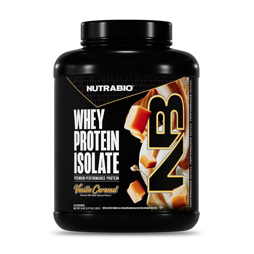 NutraBio 100% Srvátka Proteín Prášok Izolát Proteín, 25g Proteín s kompletným Amino Acid profil, non-GMO, Soy & Gluten Free, Low Carb, Low Calorie Swhey Protein Powder, Vanilla Caramel, 5 Lbs