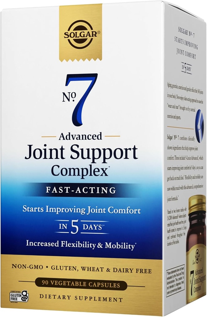 7 Advanced Joint Support Complex - 90 Rastlinné kapsule, Balenie 3 - Fast-Acting Formula - Non-GMO, Gluten Free, Dairy Free - 270 Total Servings