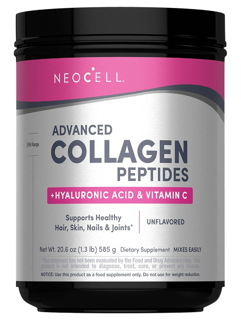 NeoCell Super Collagen Powder, Collagen Plus obsahuje vitamín C & Hyaluronic Acid, podporuje zdravé vlasy, krásna koža, & Nail podpora, kolagén typ 1 & 3, 12g Collagen per Serving, 20.6 Oz