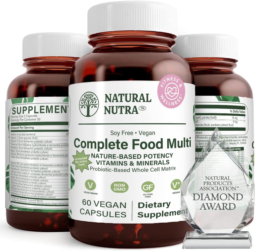 Natural Nutra celé jedlo Kompletný multivitamín a minerál pre ženy a mužov, Energy Booster, pomáha udržiavať Bone Health Supplement, zlepšuje funkciu mozgu a kože, pomôcť zlepšiť imunitu 60 Kapsule