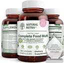 Natural Nutra celé jedlo Kompletný multivitamín a minerál pre ženy a mužov, Energy Booster, pomáha udržiavať Bone Health Supplement, zlepšuje funkciu mozgu a kože, pomôcť zlepšiť imunitu 60 Kapsule