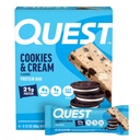 Quest Nutrition Cookies & Cream Protein Bars, 21g Protein, 4g Net Carbs, 1g Cukor, bez lepku, Keto Friendly, 4 g Count