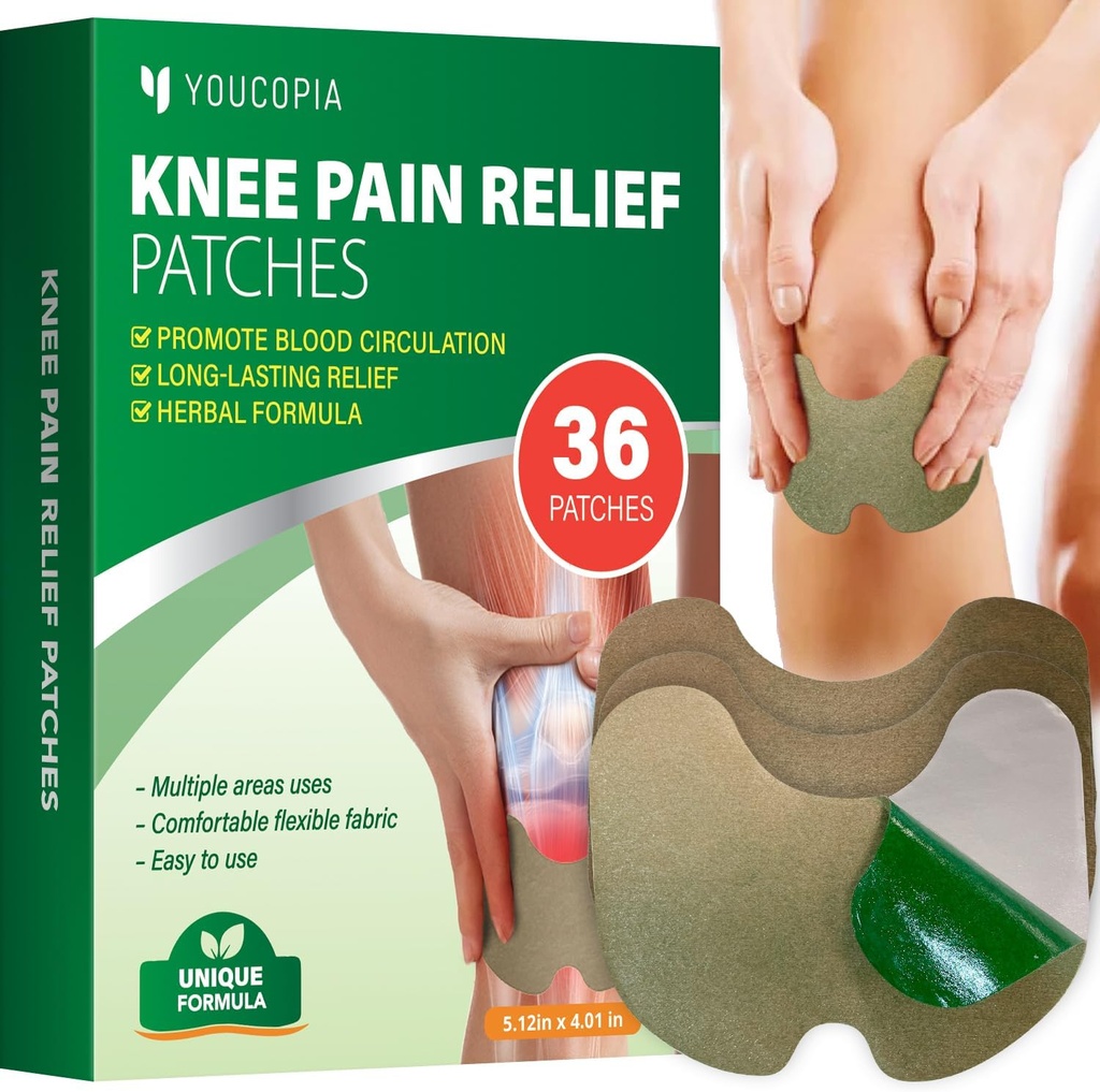 YOUCOPIA Knee úľava od bolesti Patches: 36 Gróf prírodné bylinné uľavenie pasta pre dlho trvajúce svalovej a kĺbovej úľavy - Mugwort Artritída Heat Patches Kit