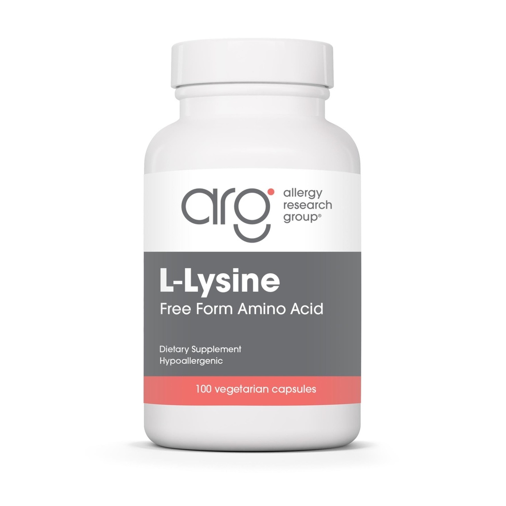 Alergia Research Group L-lyzín - Imunitná podpora, L-lyzín HCI, Free Form Amino Acid, 500mg Supplement, Pure, Organic, Vegetariánska kapsula - 100 gróf