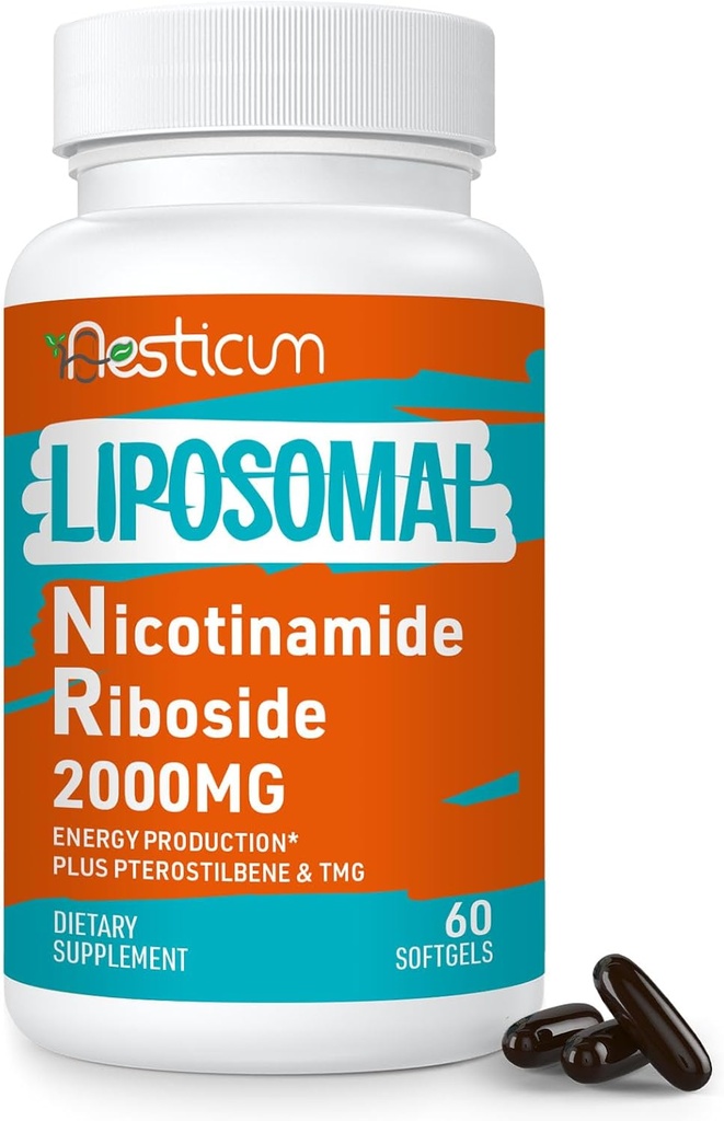 2000 MG Lipozomal Nikotínamid Riboside Supplement with TMG & Pterostilbene, Superior to Niacínamide for Energy, Imunity, Age Resistance, 60 Softgels