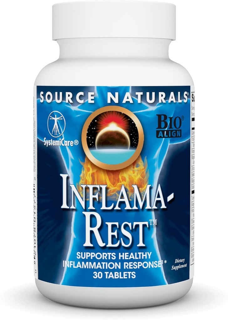 Zdroj Naturals Inflama-Rest - Bylinné a minerálne zmes s Turmerica, Boswellia, Ginger, Quercetin - Maximálna úľava a relaxácia stresu - 30 tabliet